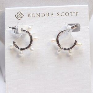 Kendra Scott Leighton Silver Tone Freshwater Pearl Huggie Earrings MISSING PEARL